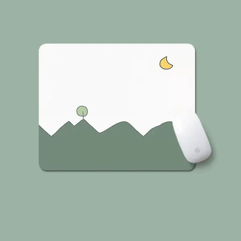 Moon & Cloud Mouse Pad, 5mm Thick Anti-Slip Stain Resistant Edge-Locked Desk & Coaster Mat