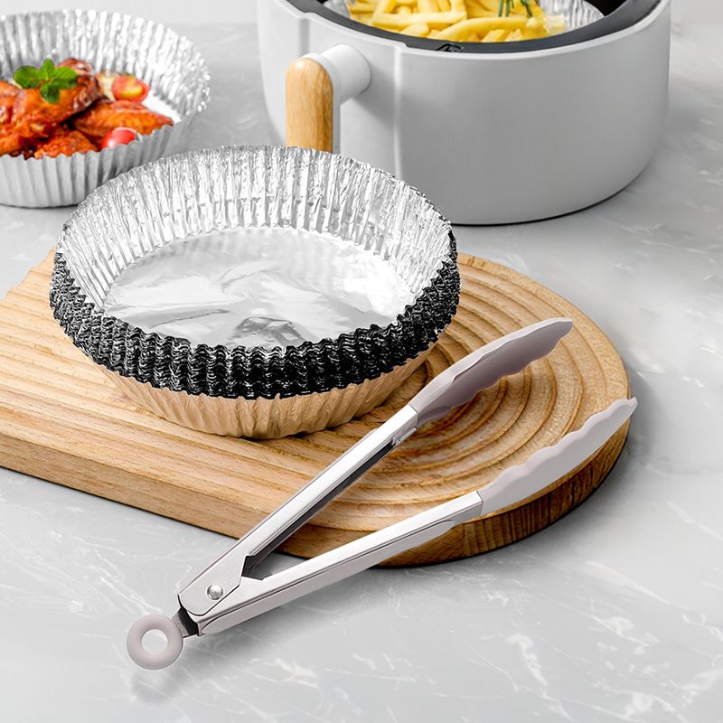 Stainless Steel Food Holder + Thickened Leak-proof Aluminum Foil Plate BBQ Picnic No Wash Dish