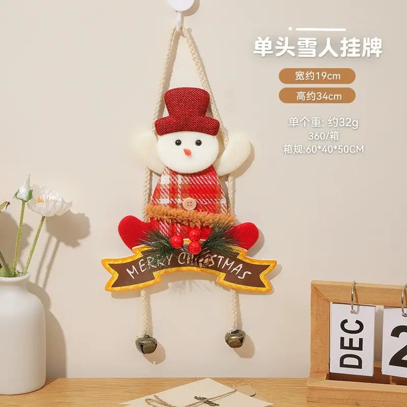 聖誕節裝飾品雪人老人麋鹿門掛吊飾掛件櫥窗室內場景佈置掛牌掛飾