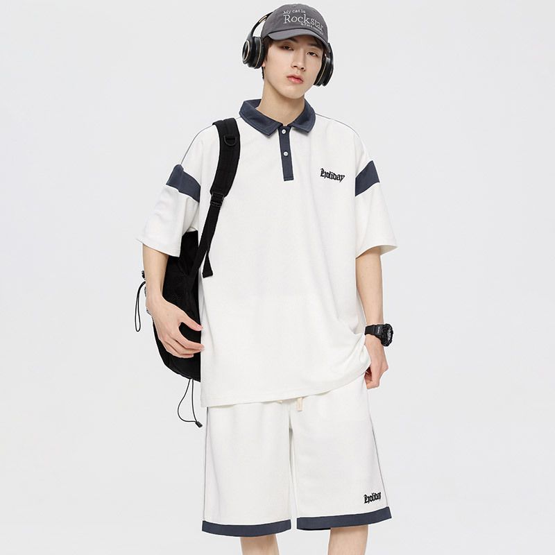 優質休閒套裝男2026夏季圓領短袖T恤男生運動寬鬆五分褲一套