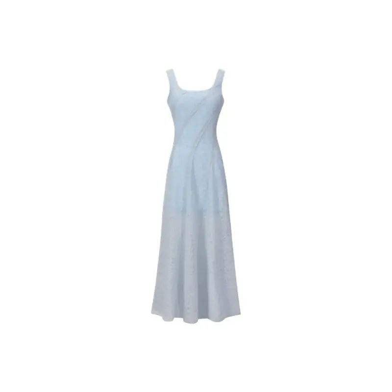 French vacation style blue sleeveless vest dress summer new style small figure slim fitting and sli