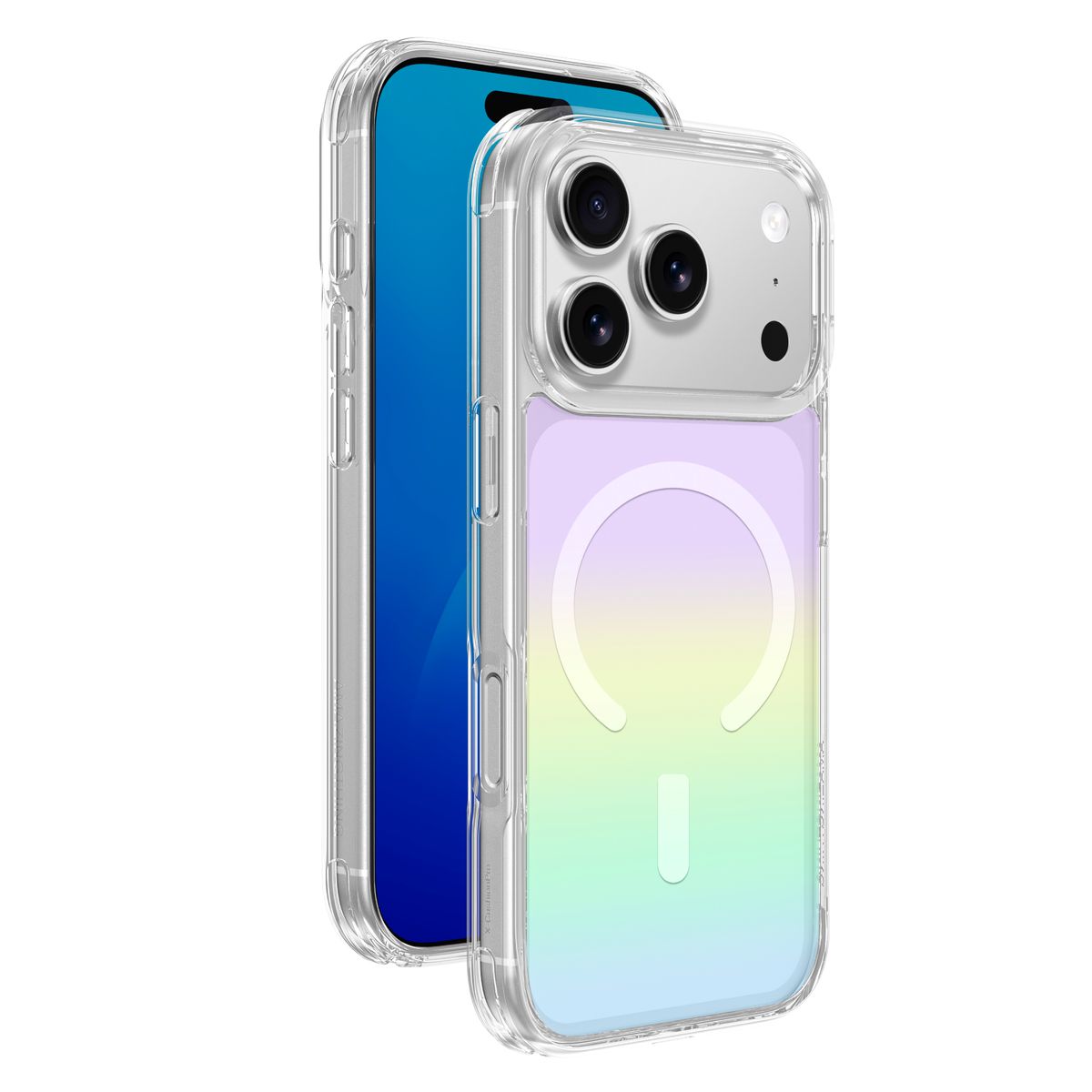 iPhone 17 Pro [MINIMAL Mag] 保護殼 兼容 MagSafe 約 7.7 呎防跌保護 透明抗黃變彩虹幻彩外層 機身色彩清晰呈現 纖薄貼服握感穩定 日常防刮花保護