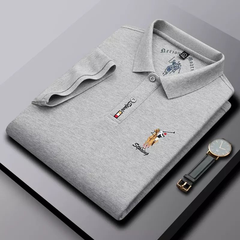 中年纯棉短袖polo衫男夏季商务休闲高端刺绣t恤带领半袖体桖上衣