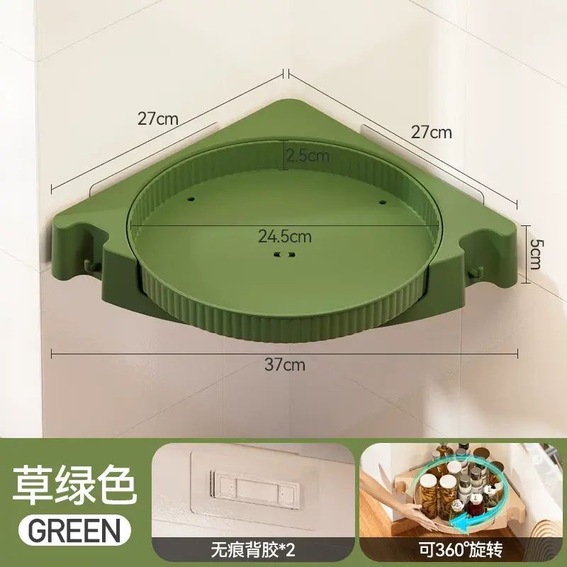廚房轉角置物架調味瓶免打孔旋轉收納架檯面牆角三角架儲物