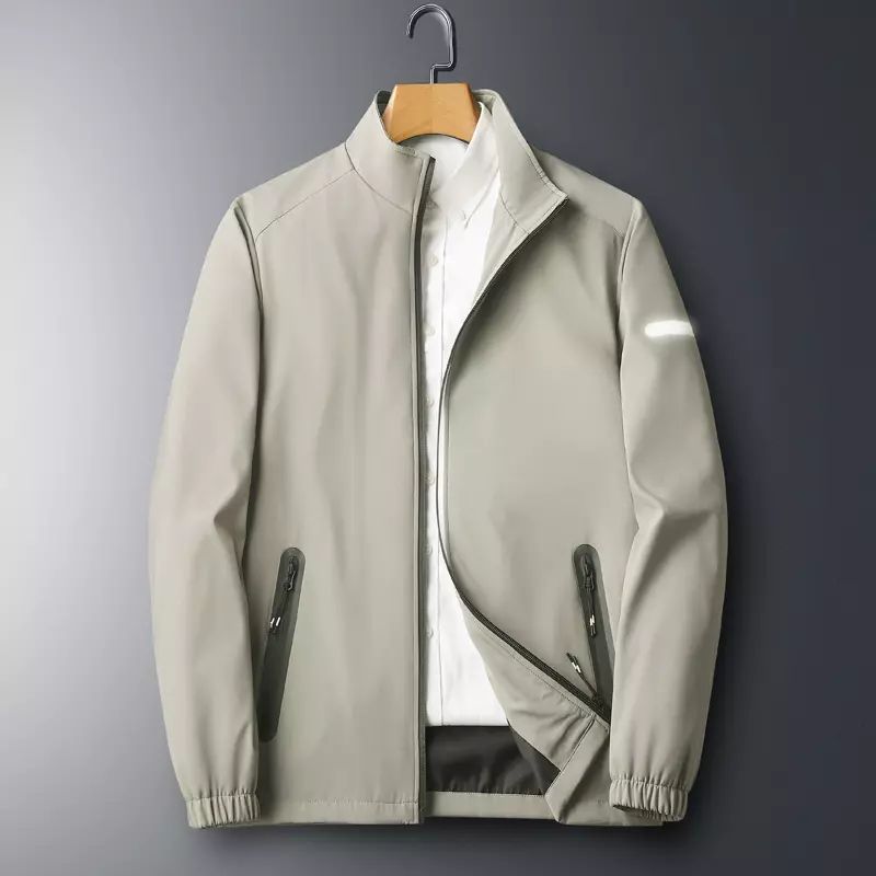 中年立领夹克男士春秋季2025年新款拉链装饰上衣男装商务休闲外套