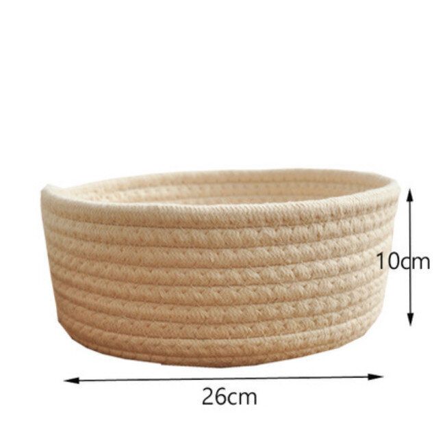 收納籃儲物籃（米色圓型 大號）