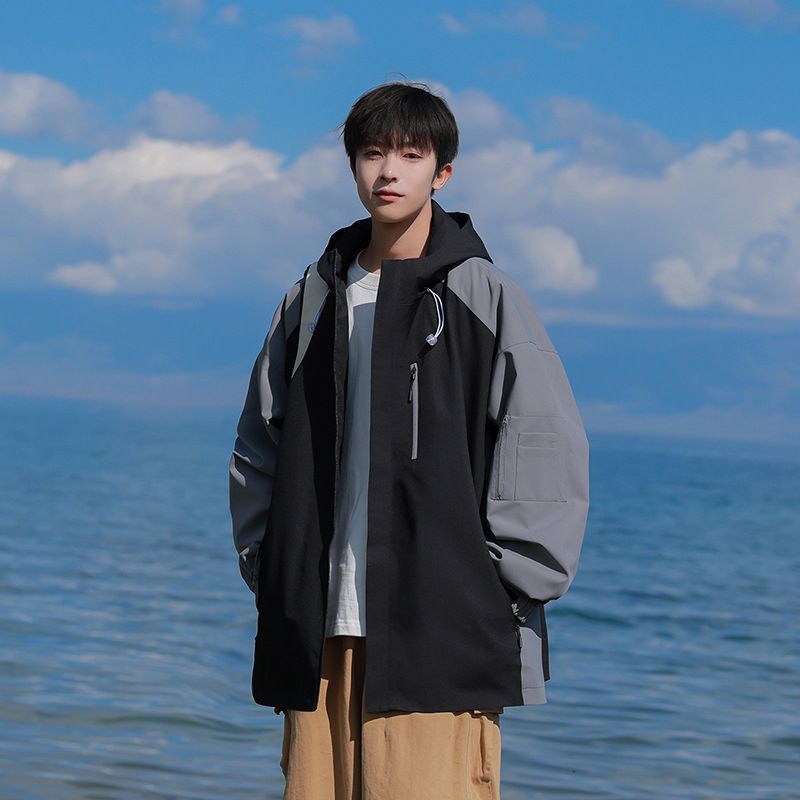 休闲痞帅春秋季潮牌情侣夹克宽松翻领工装复古外套新款棒球男日系