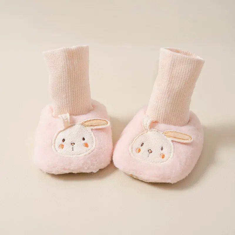 婴儿鞋子保暖鞋棉鞋女宝宝步前鞋新生儿不掉男外出高帮0-1岁秋冬-粉色 0-6个月，脚长8-11cm