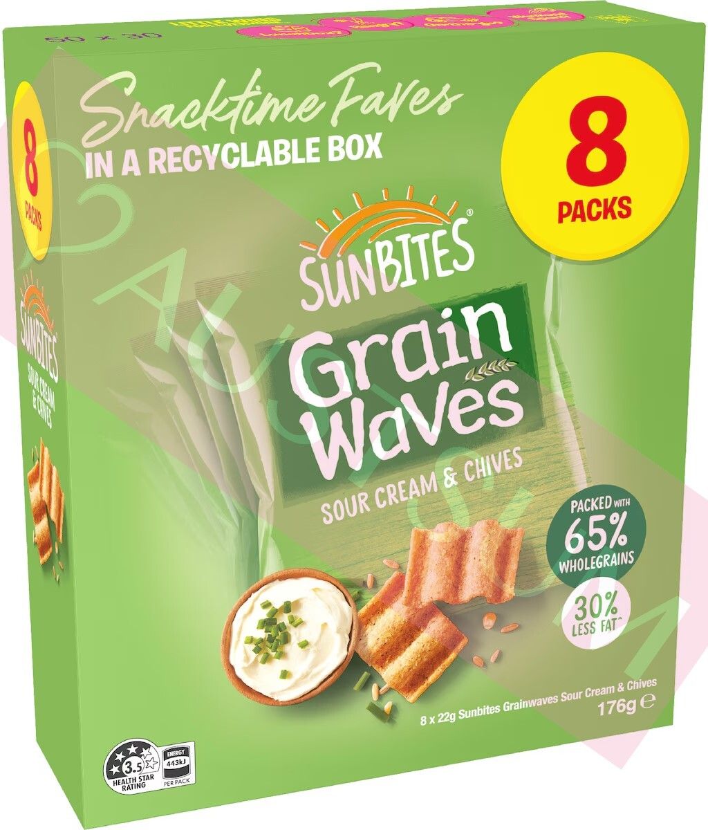 SUNBITES | Grain Waves Sour Cream & Chives 176g (8pack)(25774