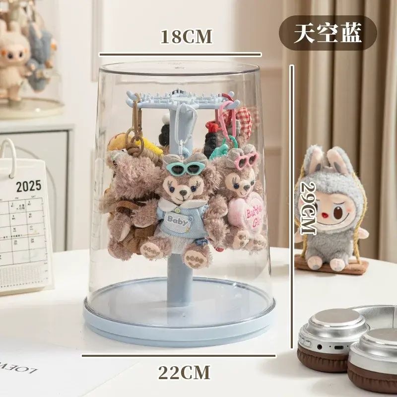 盲盒收纳展示架透明旋转毛绒玩具拉布布手办收纳盒泡泡玛特展示盒