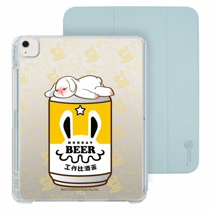 (粉藍) 星期一的布魯斯 - 工作比酒苦 iPad Air 6 13"(2024) 可拆式防摔透明摺套 5921