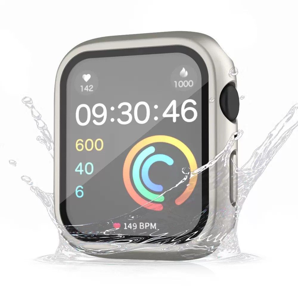 適用蘋果apple Watch s10手錶保護殼s8磨砂Ultra噴油鋼化膜一體殼-磨砂透明 38mm