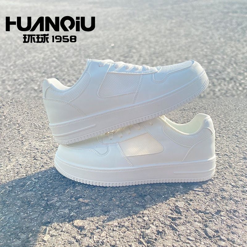 环球夏天小白鞋男款夏季网面男士鞋透气感百搭白色板鞋ZHQ-HY096-军绿(春秋款) 43