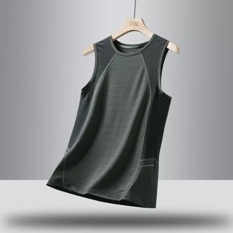 告别炎热 冰丝速干背心男士夏季拼接撞色无袖T恤男圆领凉爽坎肩