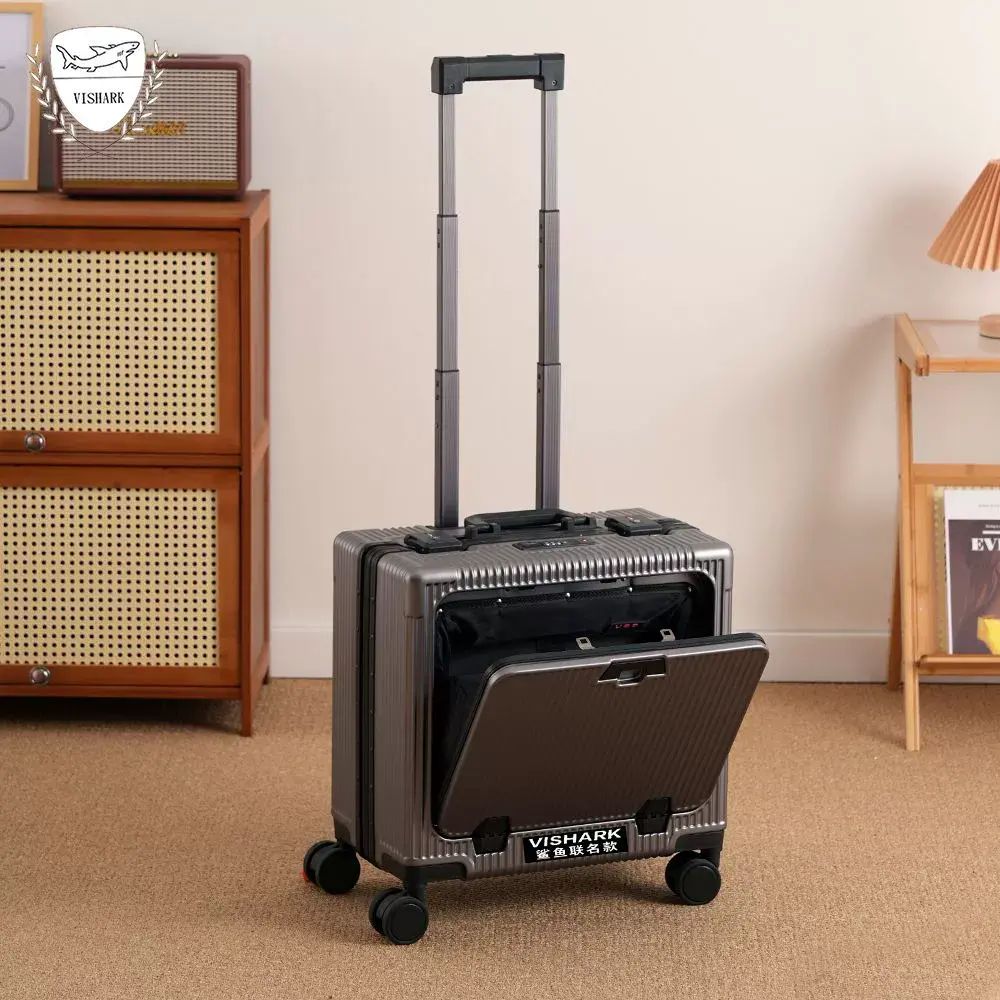 /前置機20寸箱開口登機箱行李箱鋁框多功能拉杆箱旅行箱