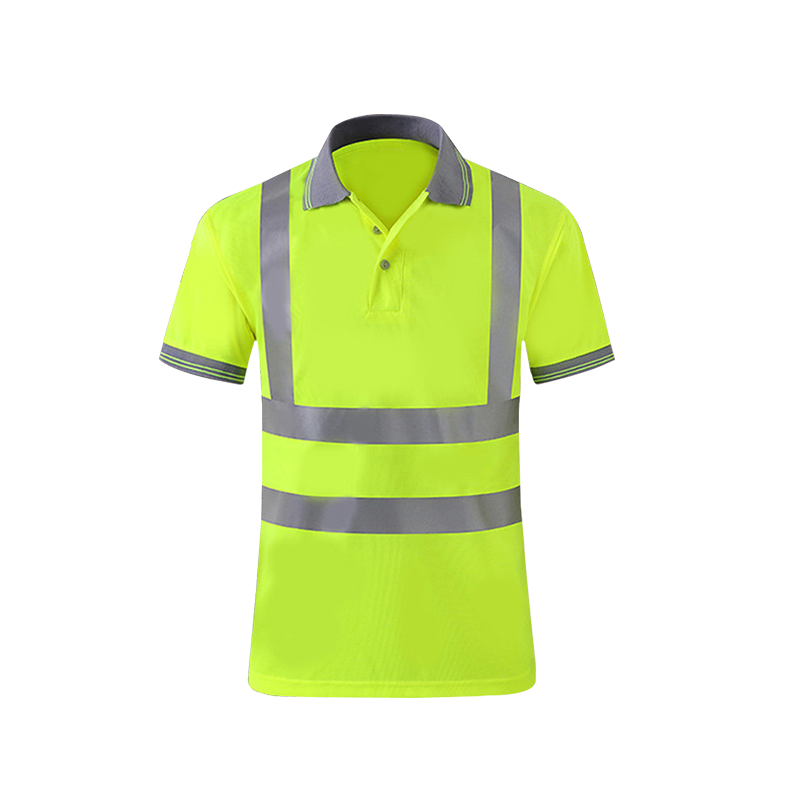 安赛瑞 反光短袖 荧光T恤翻领夜跑建筑工地施工警示背心