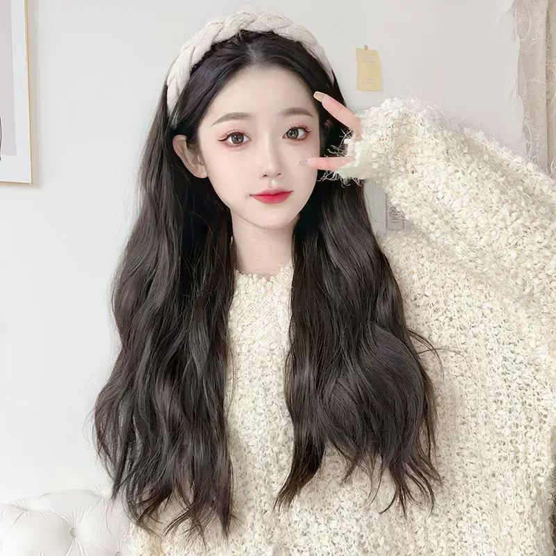 假髮全頭套女增高顱頂神器水波紋自然隱形一體易夢玲同款發箍假髮