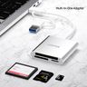 3-in-1 USB SD MicroSD CF Card Reader | Attached USB-A to Type C Adapter | OTG Function | Y-9313D