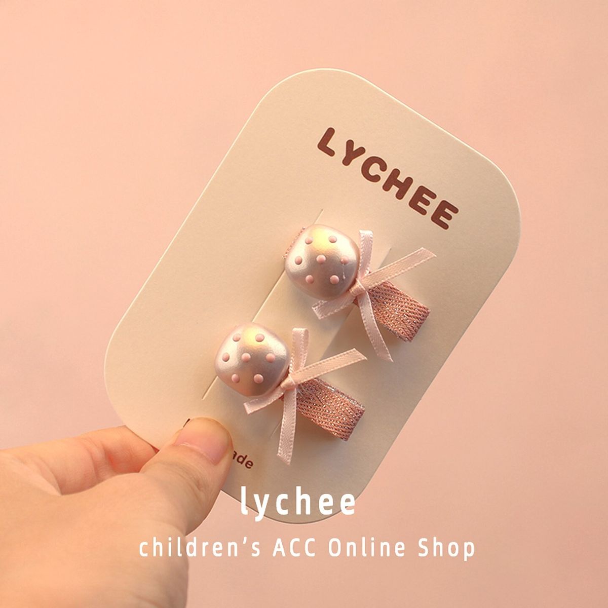 Paired candy polka dot children's BB clip fog flour square candy diamond with bow tie girl's hair cl