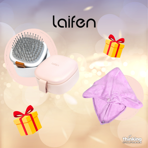 Laifen 鏡面氣墊梳/ 速乾頭巾禮物套裝 