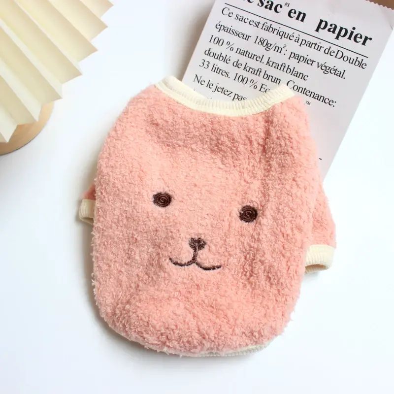 寵物衣服秋冬季小狗服裝泰迪比熊犬貓咪衣服狗狗加絨保暖背心馬甲-XD雲朵絨衣-粉色（帶袖） XXL約12-15斤