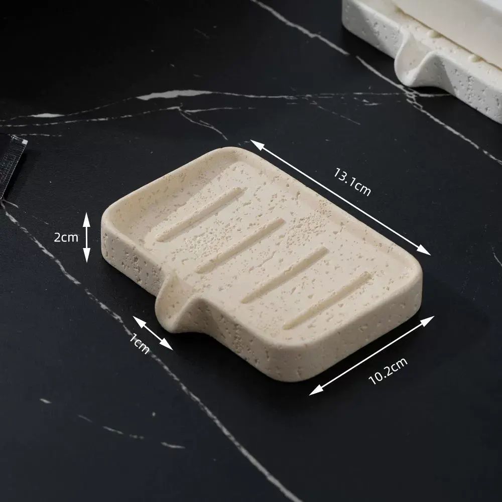 洞石瀝水香皂盒輕奢風家用衛生間高檔肥皂盒香皂置物架排水皂碟托