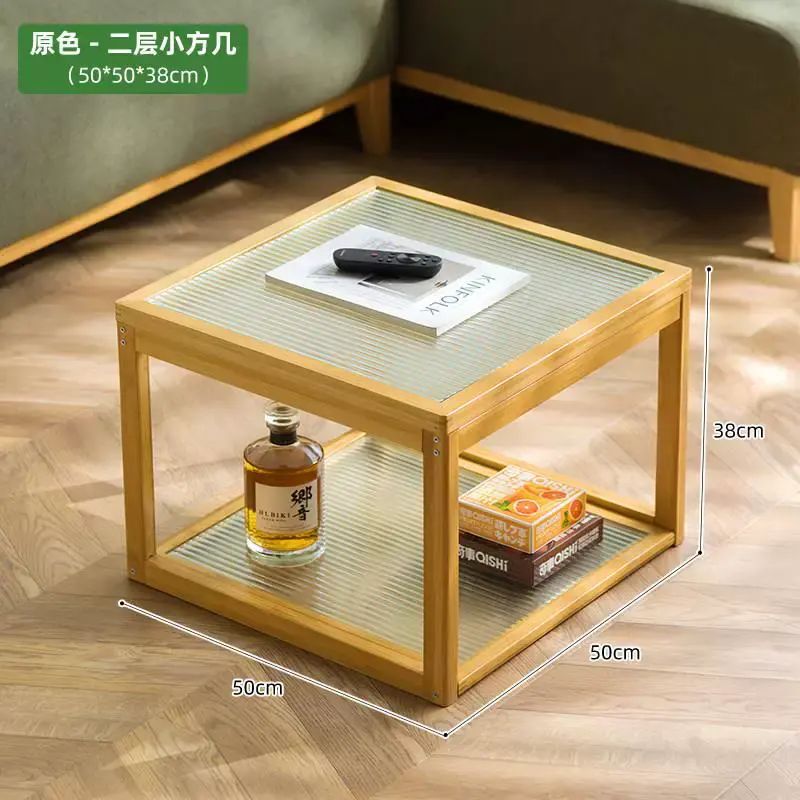 MJ茶几客廳家用泡茶桌子茶臺小戶型簡約現代陽臺實木玻璃創意方邊