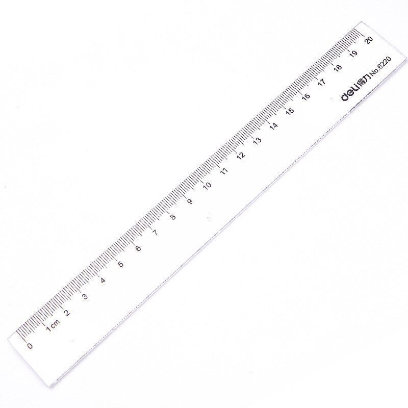 H167 （一把）得力 20cm  #6220 塑料 直尺 間尺 辦公 學習 直尺 學生透明直尺 通用尺子 文具用品