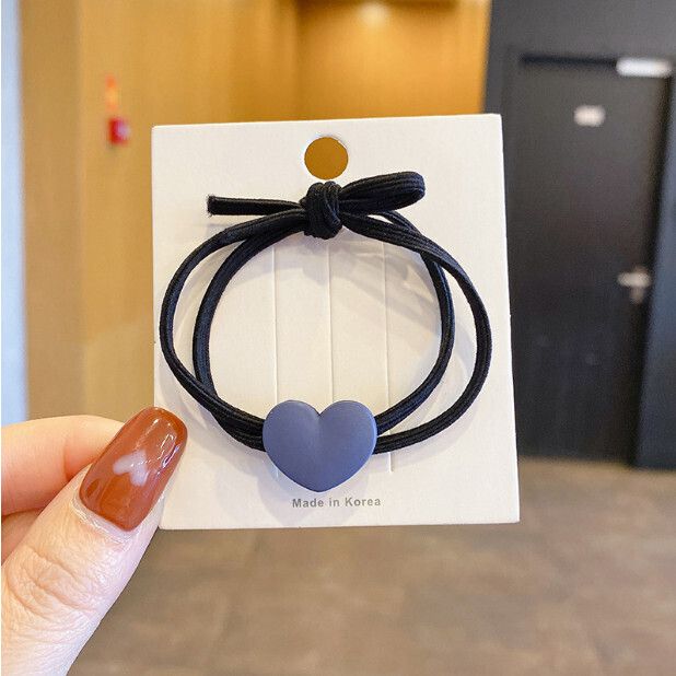 兒童愛心小橡皮筋 頭繩 髮繩 髮圈 髮飾（1深藍愛心黑色皮筋1#03 #N02_073_775