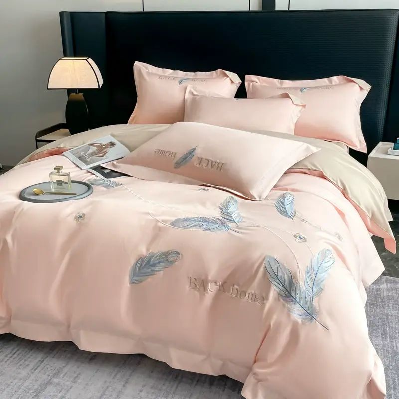 輕奢120支新疆長絨棉全棉純棉被套單件高級刺繡羽毛四季床上用品4