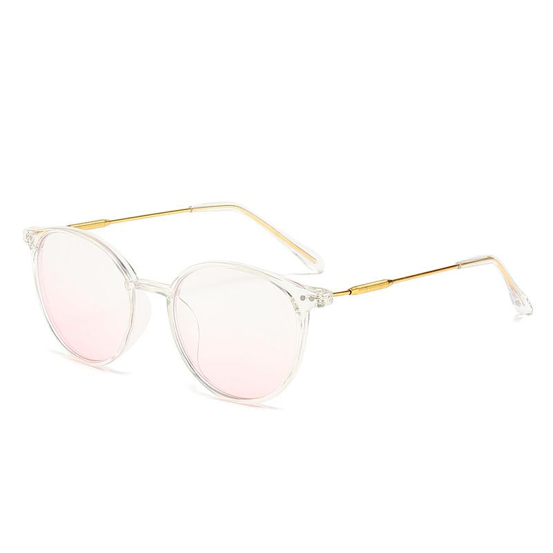 防藍光眼鏡超輕文青平光鏡 素顏神器冷茶色- 漸變紫框-變粉 防藍光變色鏡片