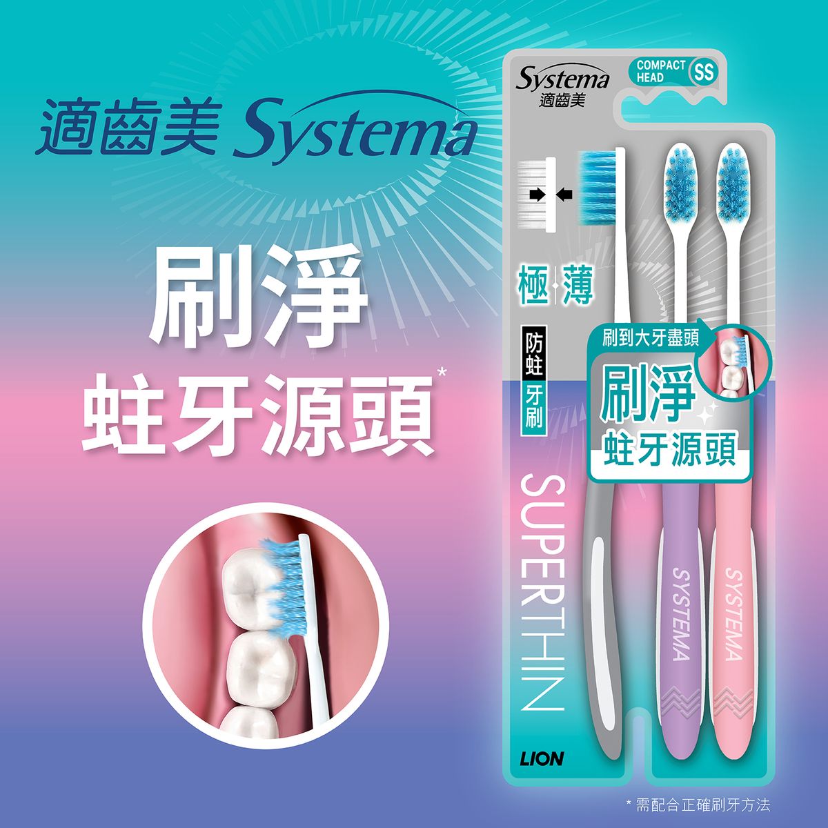 極薄防蛀牙刷3支裝(超細刷頭) (新舊包裝隨機發送)