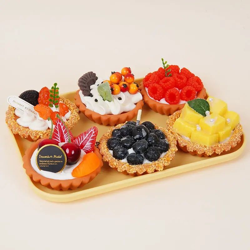 仿真水果蛋挞珠链挂件假葡挞盘挞样板间模型摆件趣味食玩钥匙扣