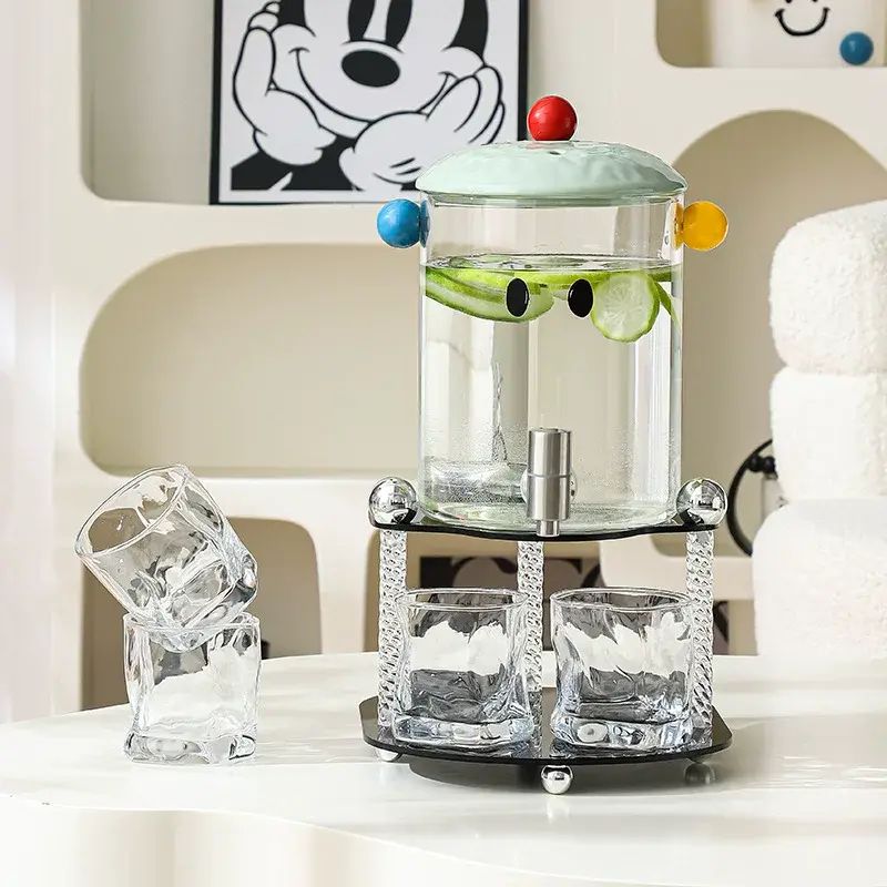 轻奢玻璃冷水壶带龙头大容量水具套装家用凉水壶生果汁饮料啤酒桶