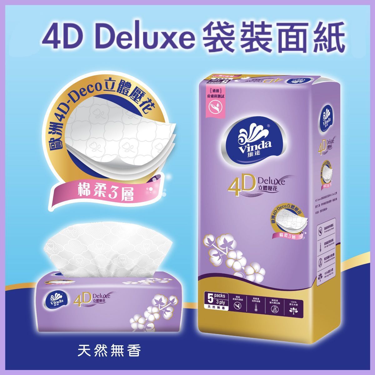 4D Deluxe Softpack Facial Tissue (Neutral)