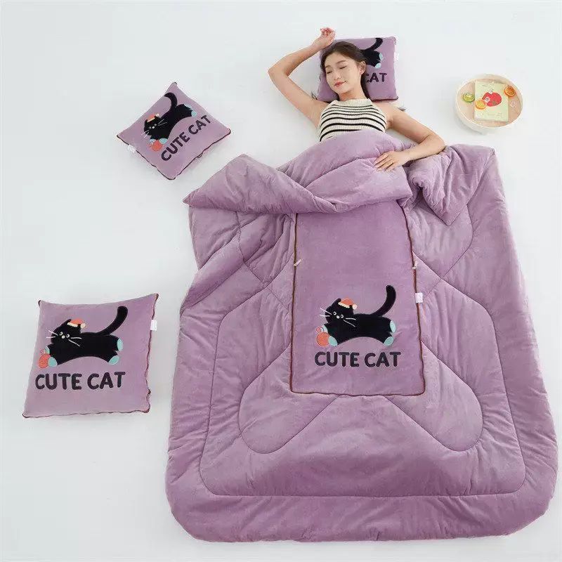 加厚折叠抱枕被子两用冬季珊瑚绒毯子午睡办公室汽车载枕头被