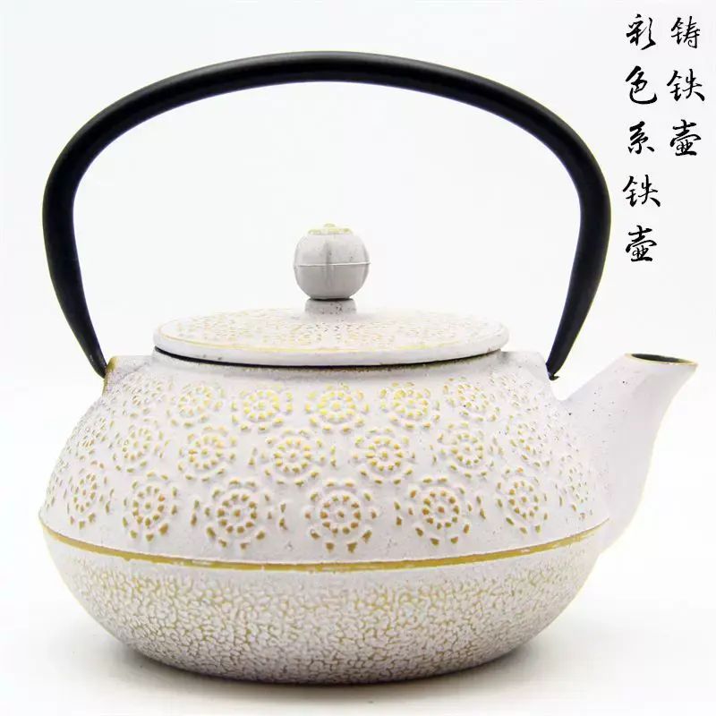 新款歐式鑄鐵壺噴漆工藝帶濾網簡約經典茶壺圍爐煮茶彩色茶具飾品