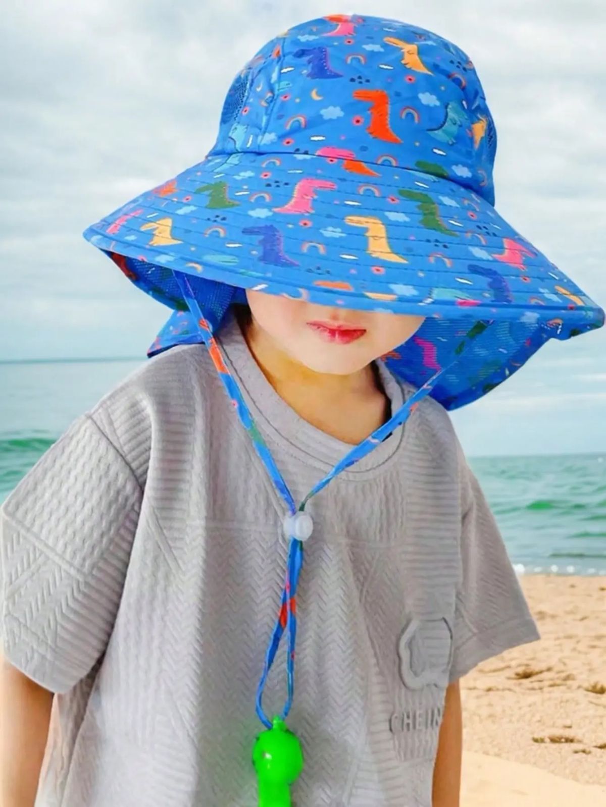 恐龍桶帽可調節連哨子寬簷2-11歲【下單後聯絡客服確認尺碼】