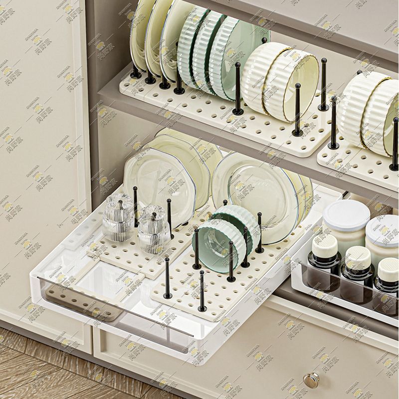 【1 piece】Kitchen grid drain rack【extendable design | adjustable column spacing |beige】  - HD3310-BE