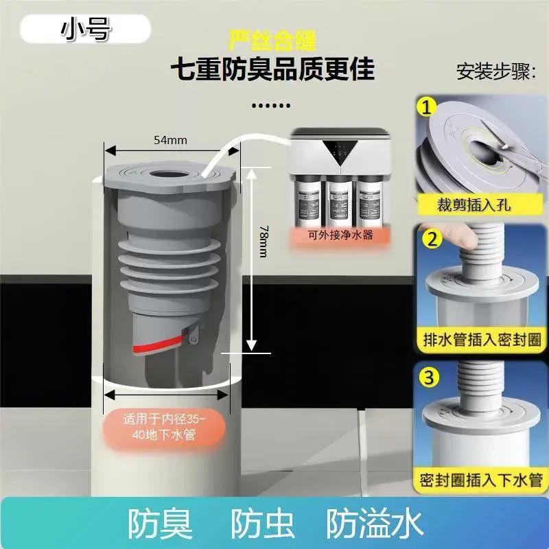 防臭密封塞下水管密封圈廚房衛生間下水道洗衣機排水管防反味神器