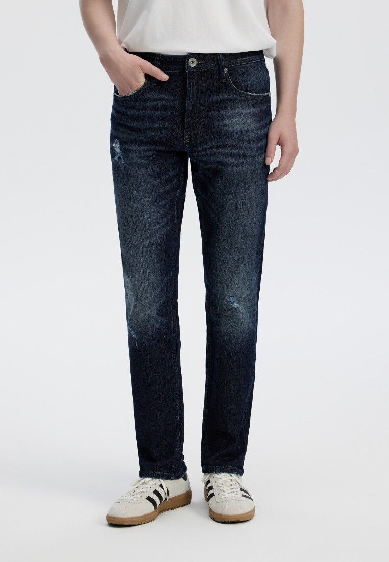 男裝修身修腳深色牛仔褲