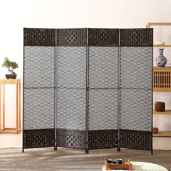 木藝傢具(共4片) 辨公室屏風 玄關分隔 客廳屏風【圖案2】共4片 200x50cmx4片【雙面圖】