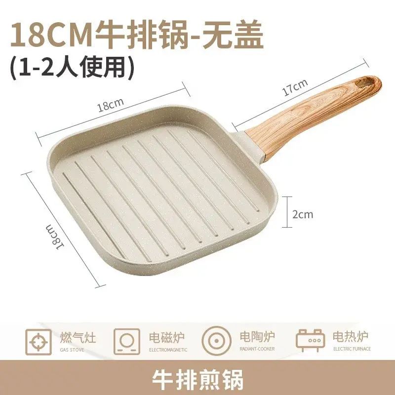 Striped Non-Stick Small Frying Pan for Steak and Breakfast