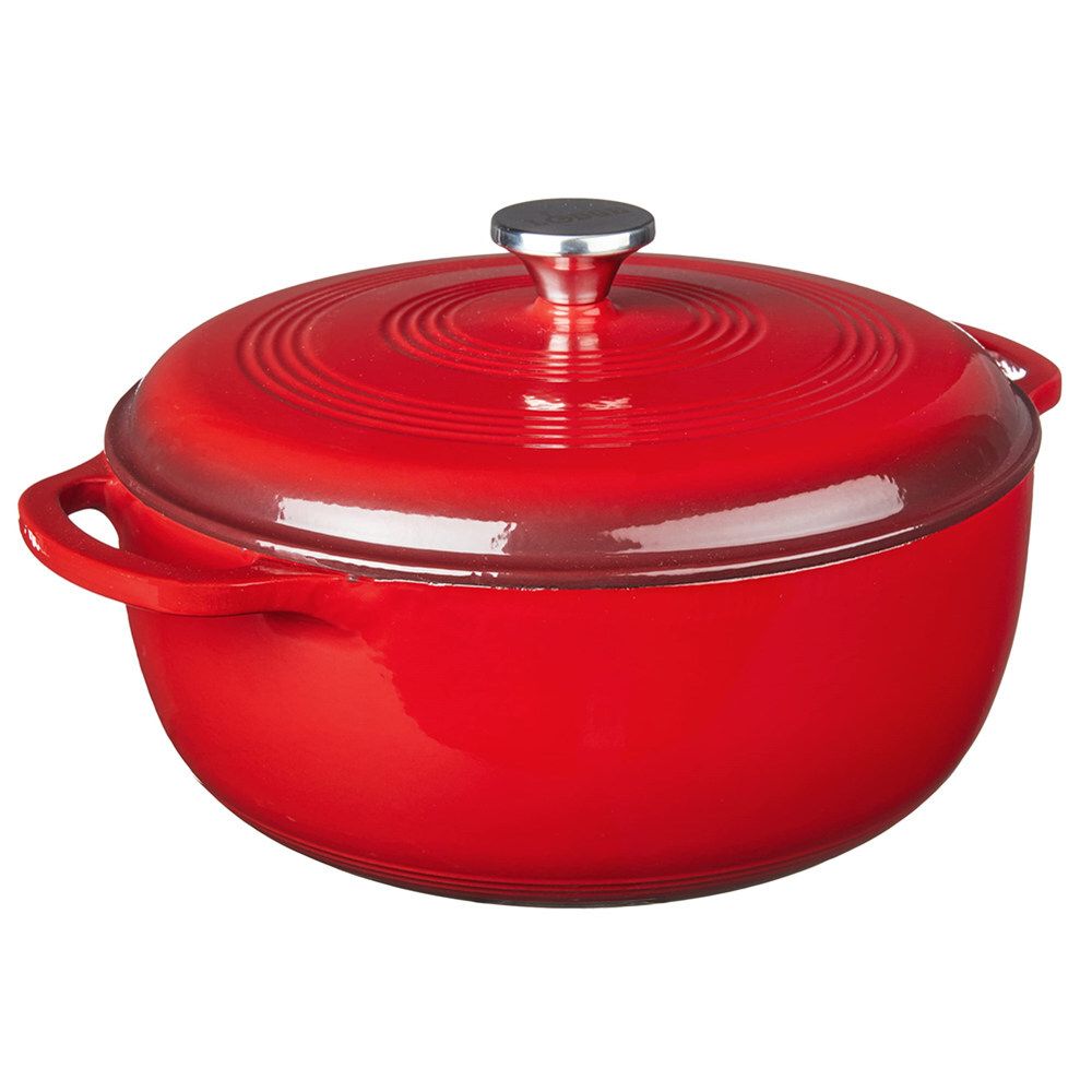 28厘米搪瓷铸铁荷兰锅双手柄6夸脱炖锅用于烹饪，面包烘焙，汤炖煮，砂锅菜肴，适用于烤箱，电磁炉，燃气灶