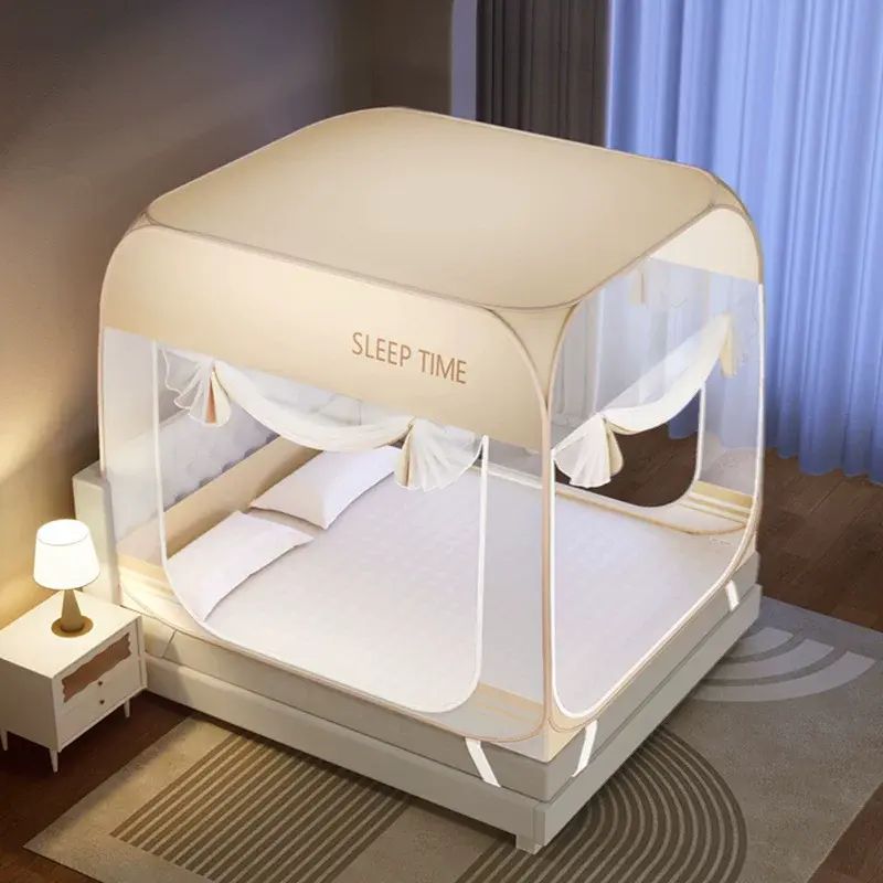 母婴级家用卧室防摔防蚊加密帐纱儿童蒙古包防尘顶三开门蚊帐