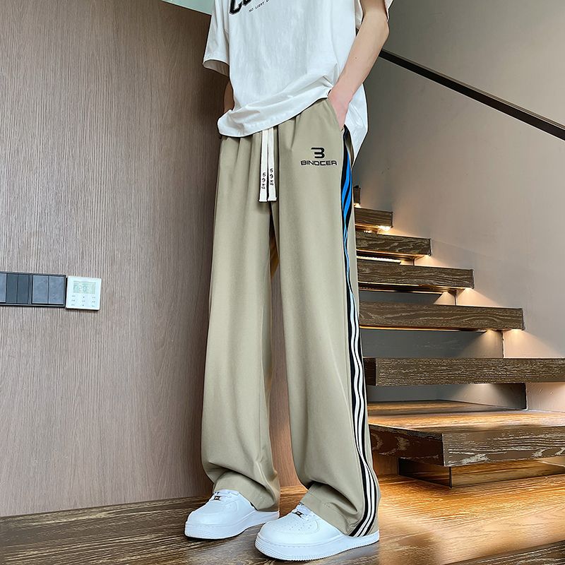 青少年夏季薄款長褲 男仔中學冰絲直筒休閒褲 大童速乾褲- LXG-987卡其色 3XL