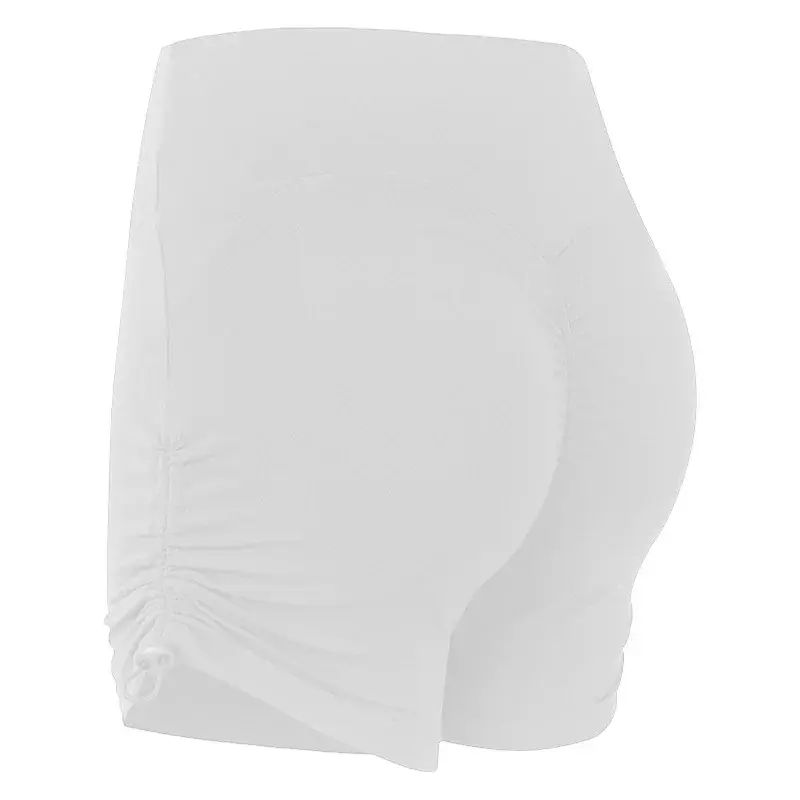 High Waist Tight Yoga Shorts Tummy Control Hip Lift Side Drawstring Fitness Three Quarter Pants