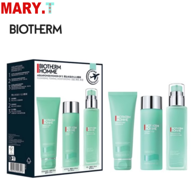 BIOTHERM Aquapower Set  (Gel 75ml+Cleanser 125ml+Lotion 200ml)  [Parallel Import 4894374017971]