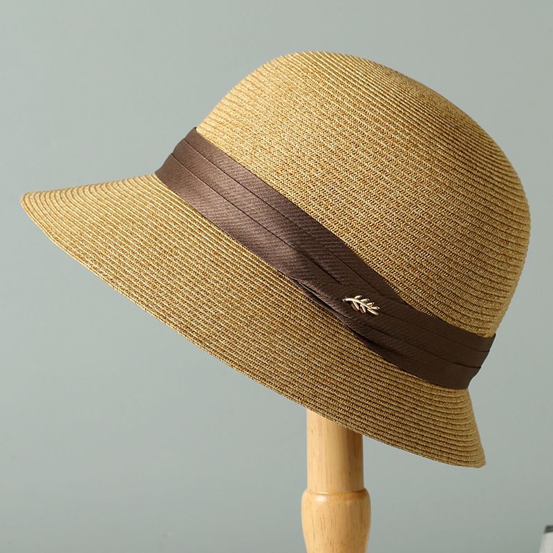 French style elegant hat women summer vacation sunscreen vintage straw woven shade small versatile