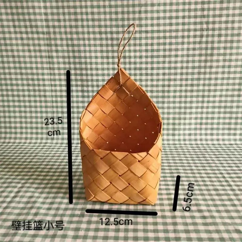 防水掛式花盆陽臺吊籃手工編織木片籃家居裝飾花籃掛件牆上綠植
